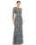 Formal Dresses Long Sleeve Beaded Floral Evening Formal Gown Charcoal