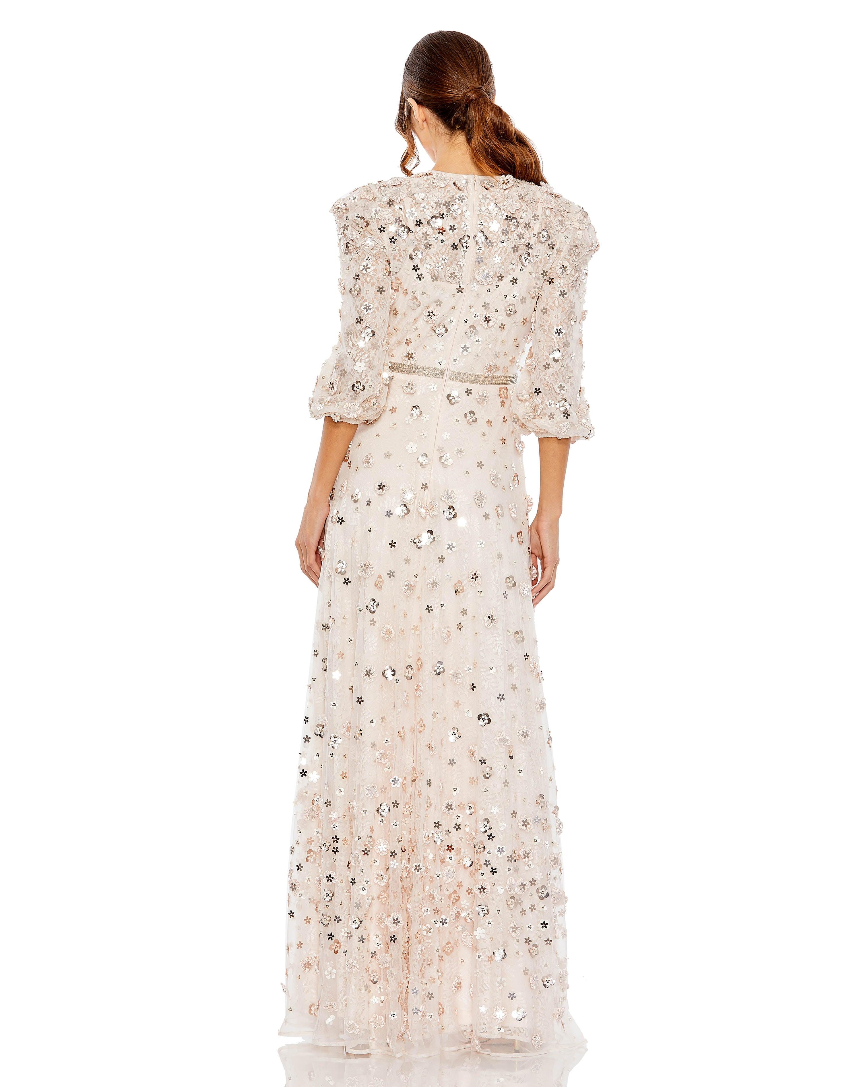 Formal Dresses Long 3/4 Sleeve Formal Dress Blush
