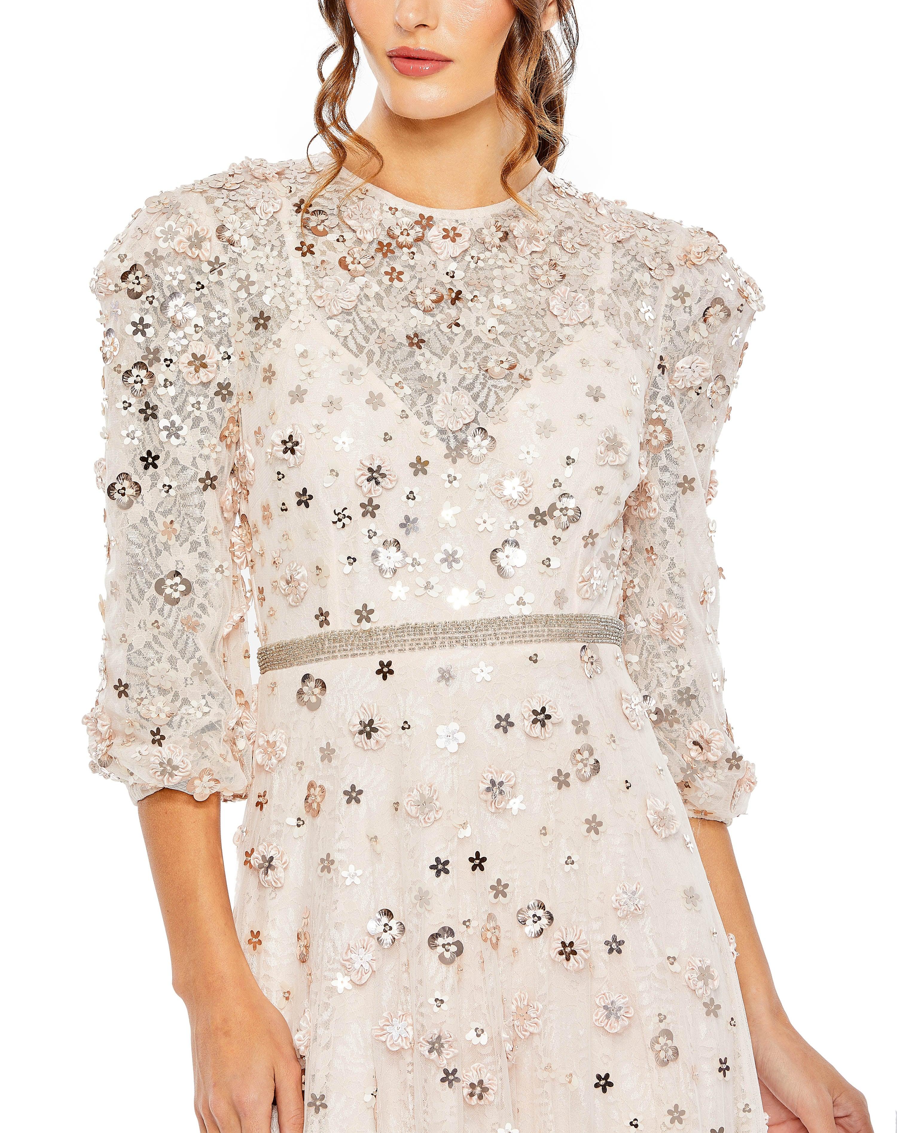 Formal Dresses Long 3/4 Sleeve Formal Dress Blush