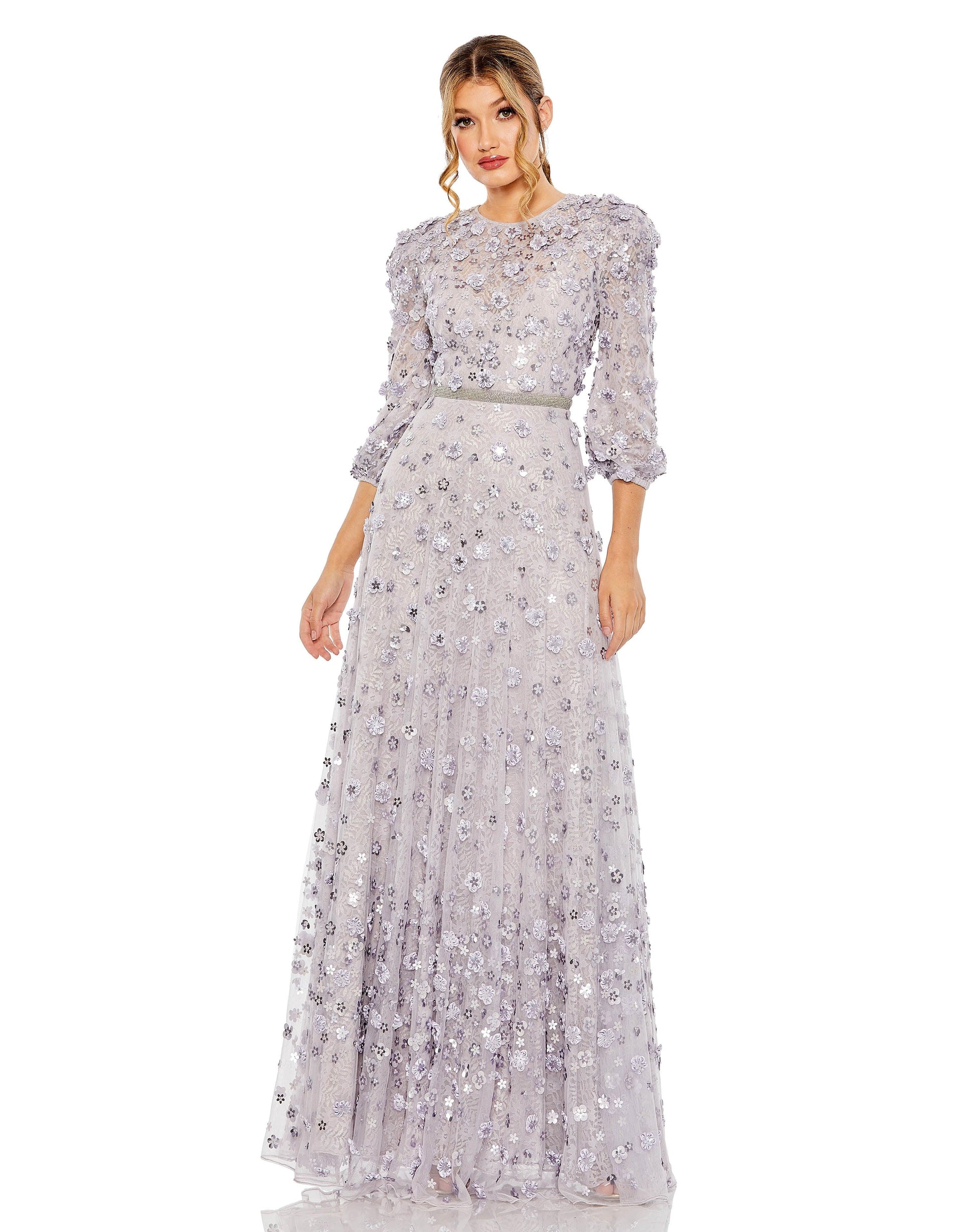 Formal Dresses Long 3/4 Sleeve Formal Dress Lavender