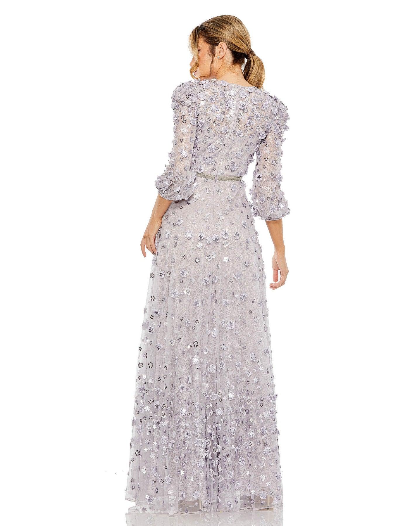 Formal Dresses Long 3/4 Sleeve Formal Dress Lavender