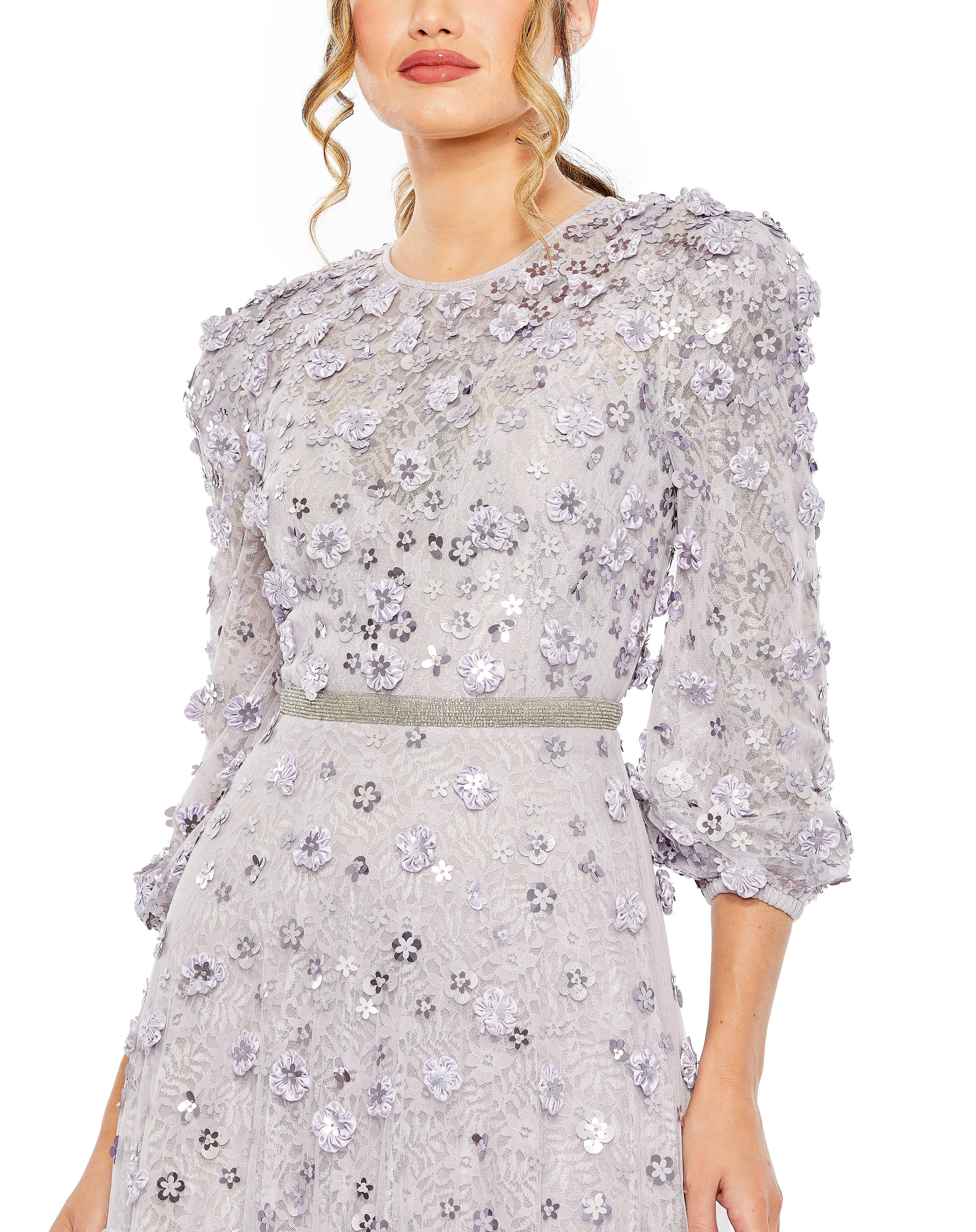 Formal Dresses Long 3/4 Sleeve Formal Dress Lavender