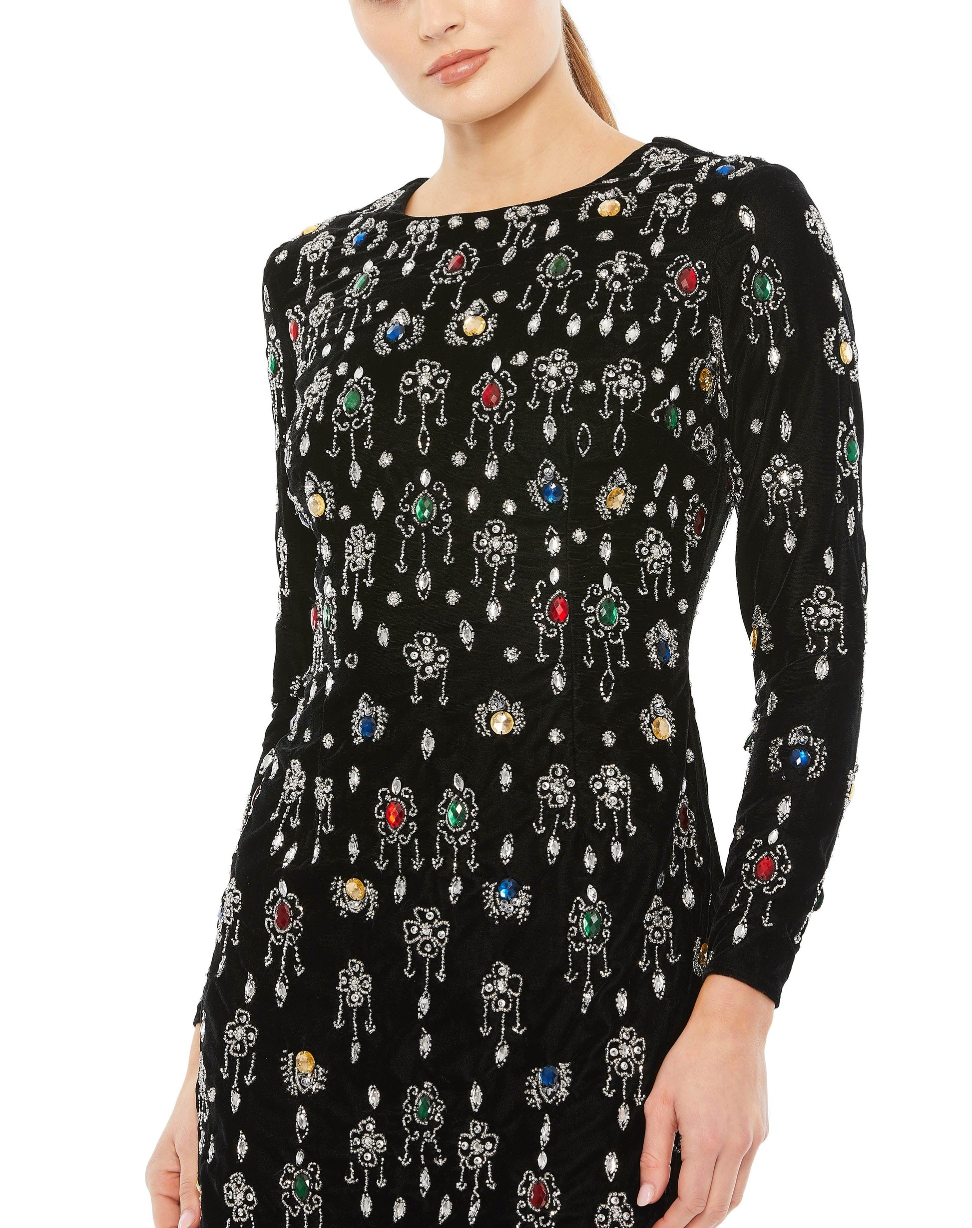 Mac Duggal 93811 Short Cocktail Long Sleeve Dress