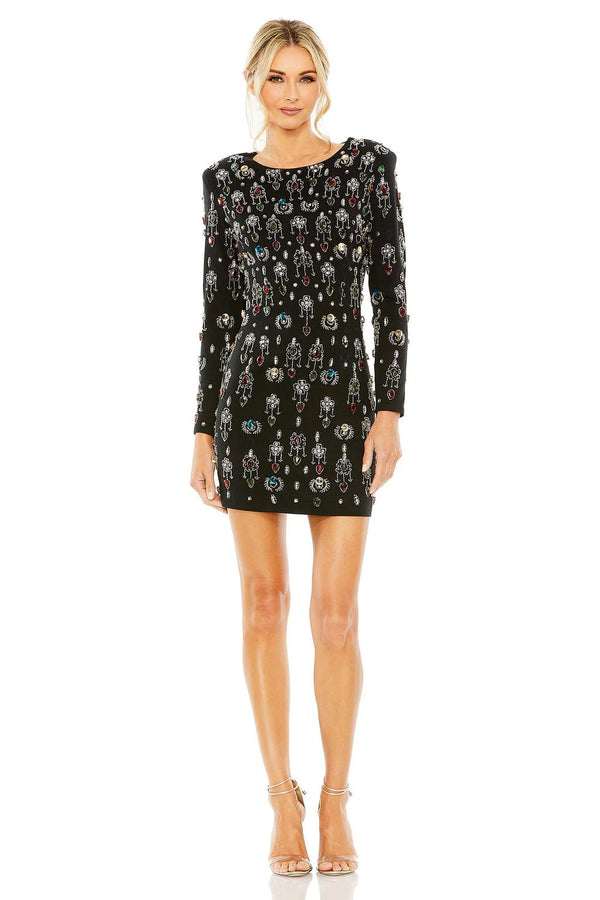 Short Jewel Embellished Jersey Dress Jewel Embellished Mini Mac Duggal 93854
