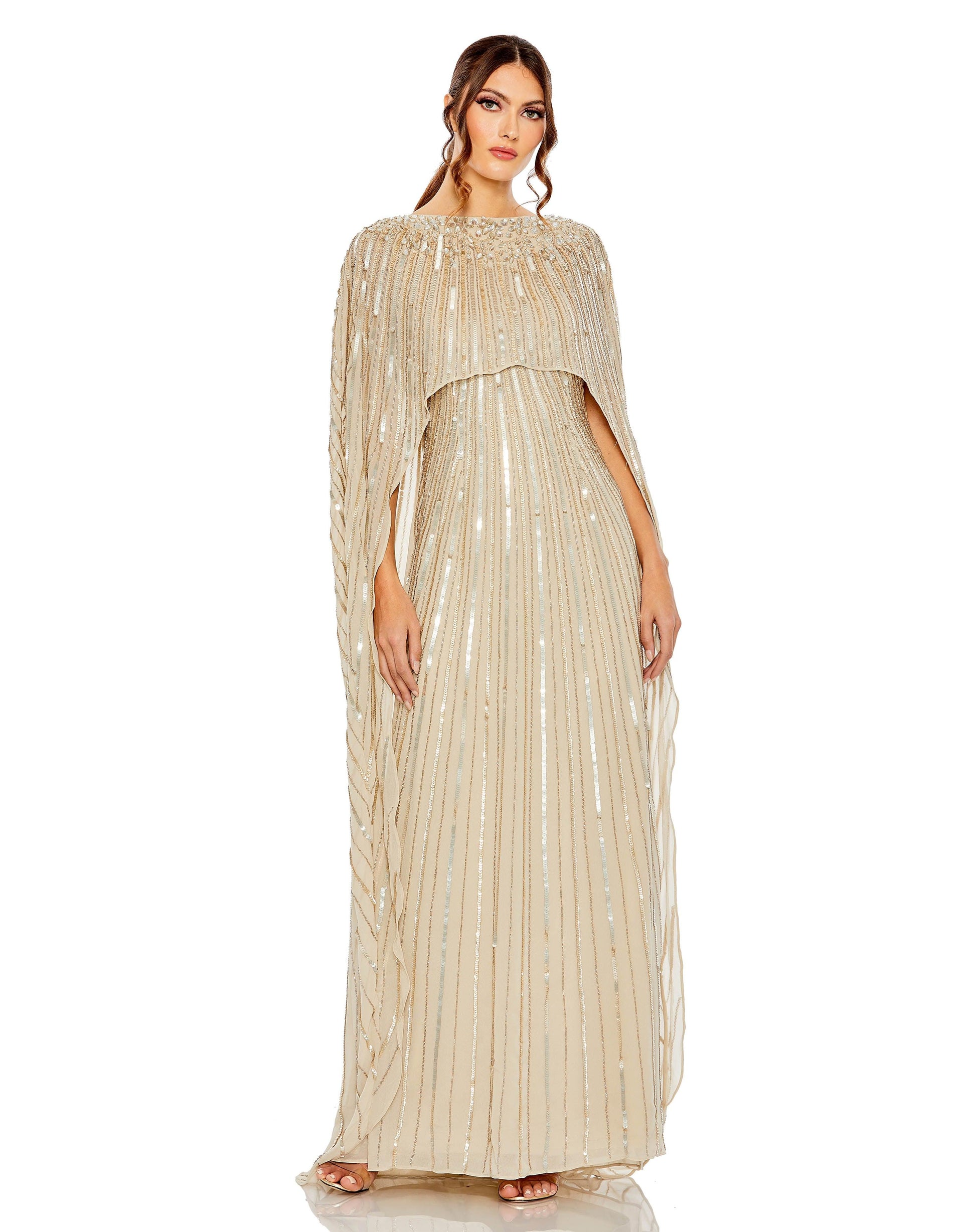Mac Duggal 93869 Long Cape Sleeve Formal Dress