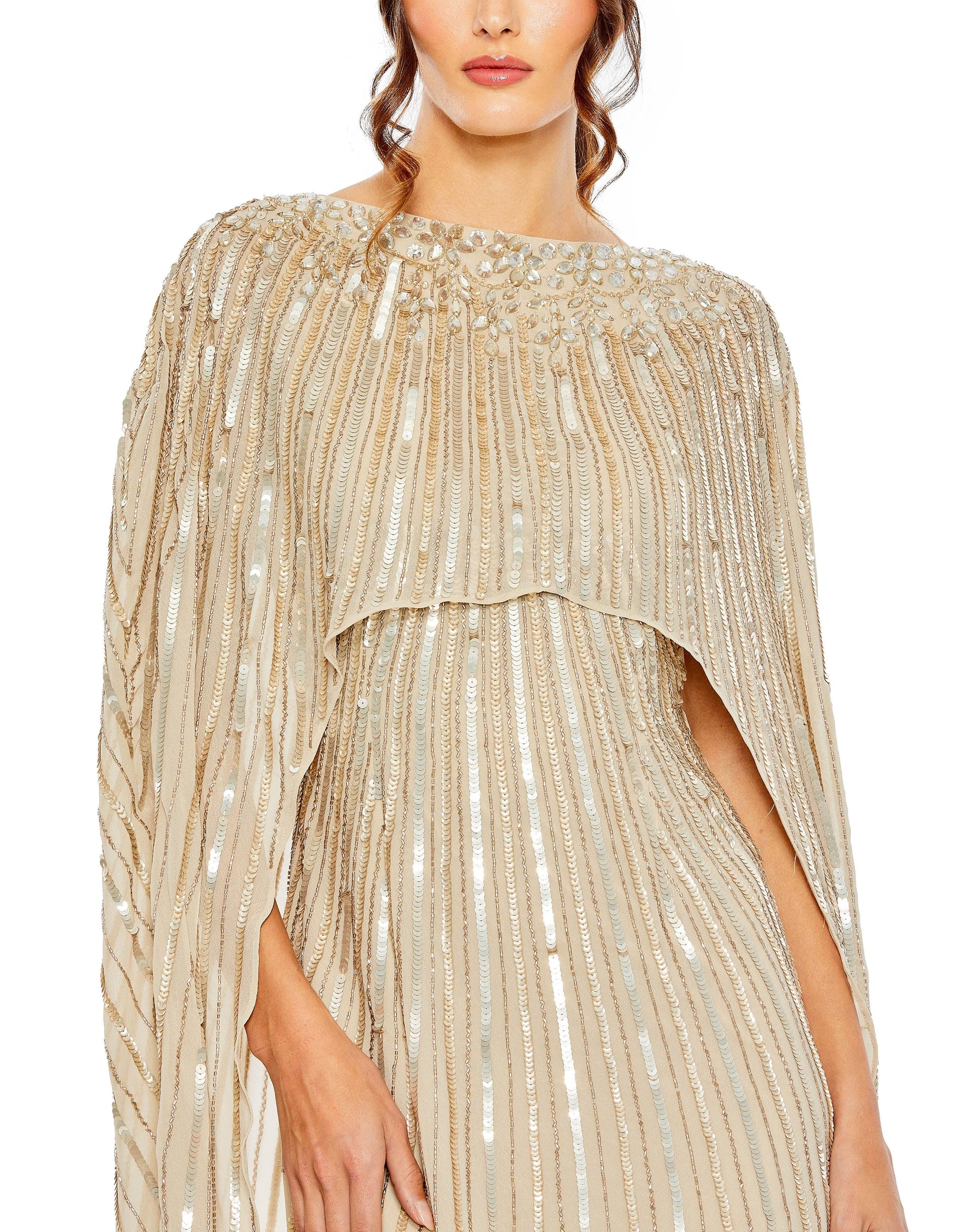Mac Duggal 93869 Long Cape Sleeve Formal Dress