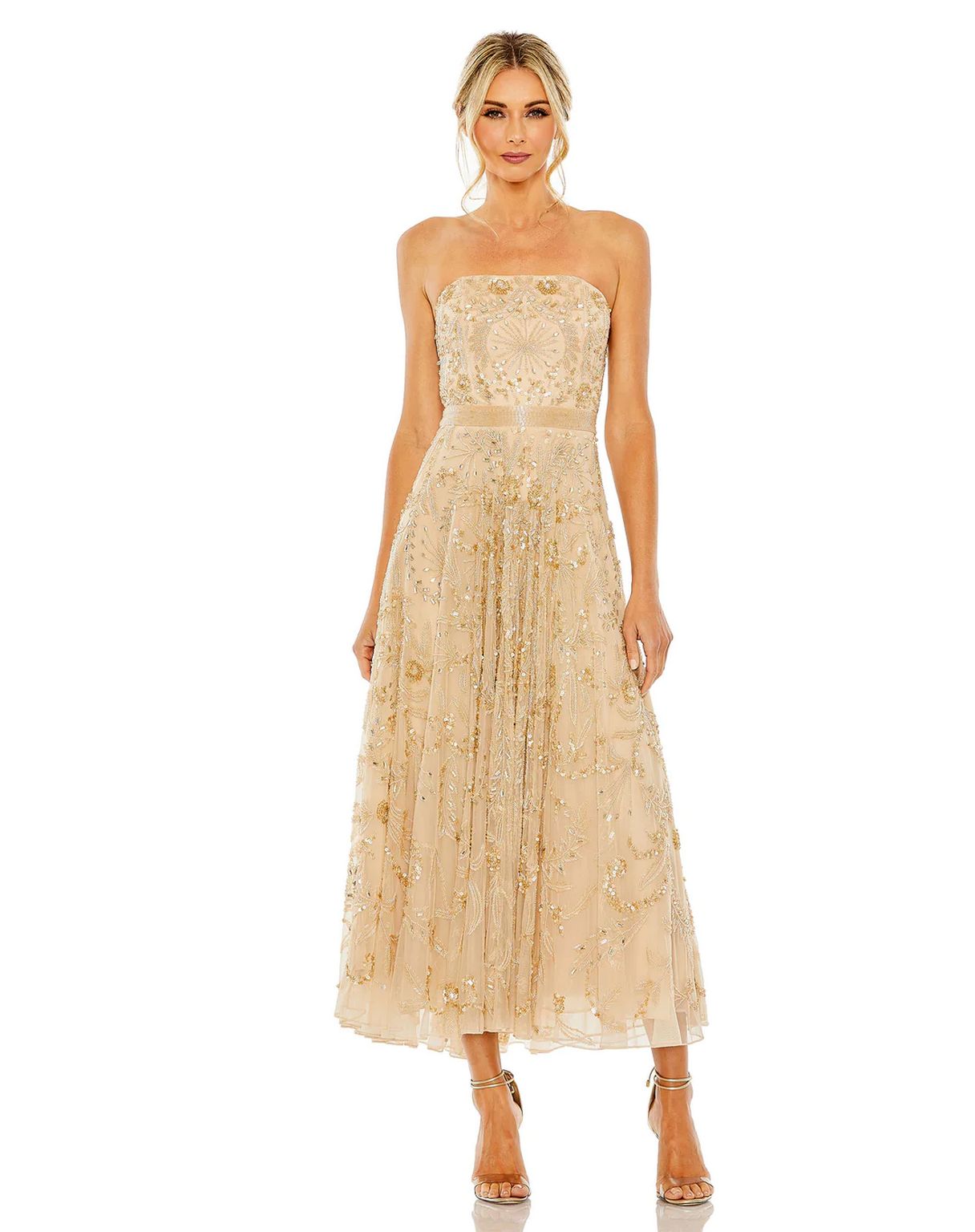 Mac Duggal 93898 Strapless Embellished A Line Midi Dress