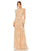 Formal Dresses Beaded Long Sleeve Fitted Formal Evening Gown Champagne