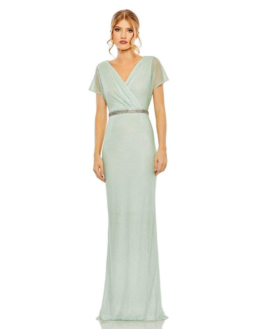 Formal Dresses Long Formal Short Sleeve Evening Gown Sage