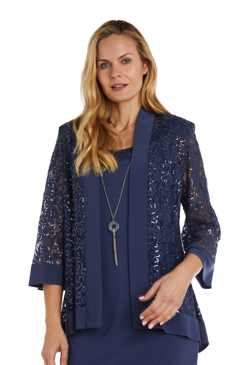 Mother of the Bride Dresses Sequined Short Jacket Dress Cadet