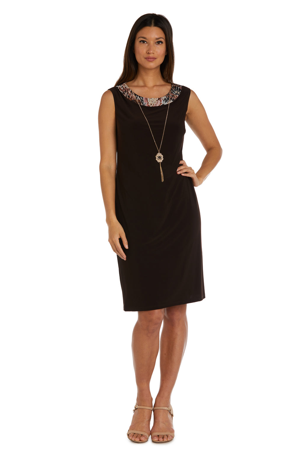 Mother of the Bride Dresses Floral Print Short Jacket Dress Brown