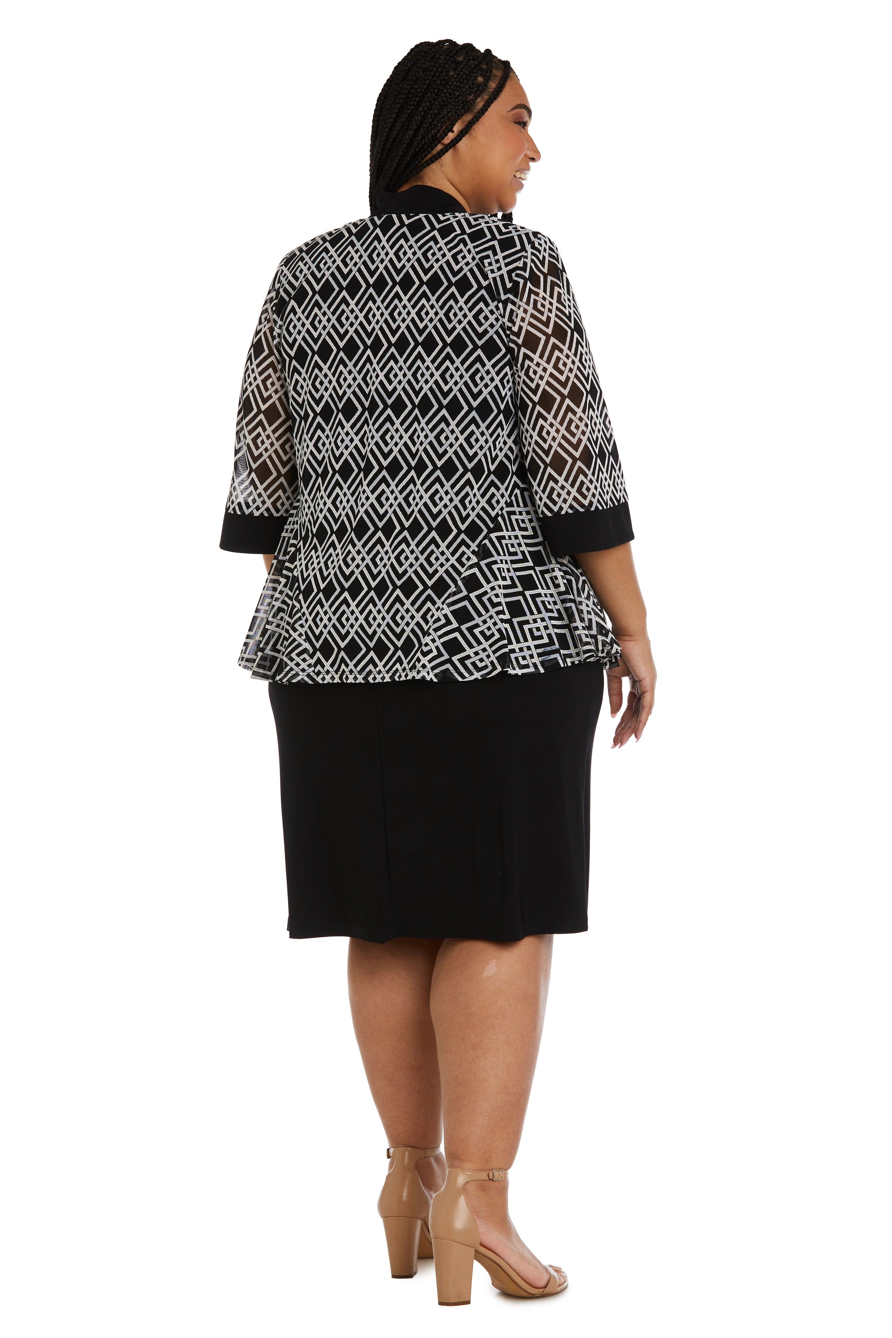 thumbnail image 2 of Women's Knee Length Jacket Dress - Mesh Patterned Formal Dress With Lace Jacket, Polyester Spandex Blend 2 of 13
