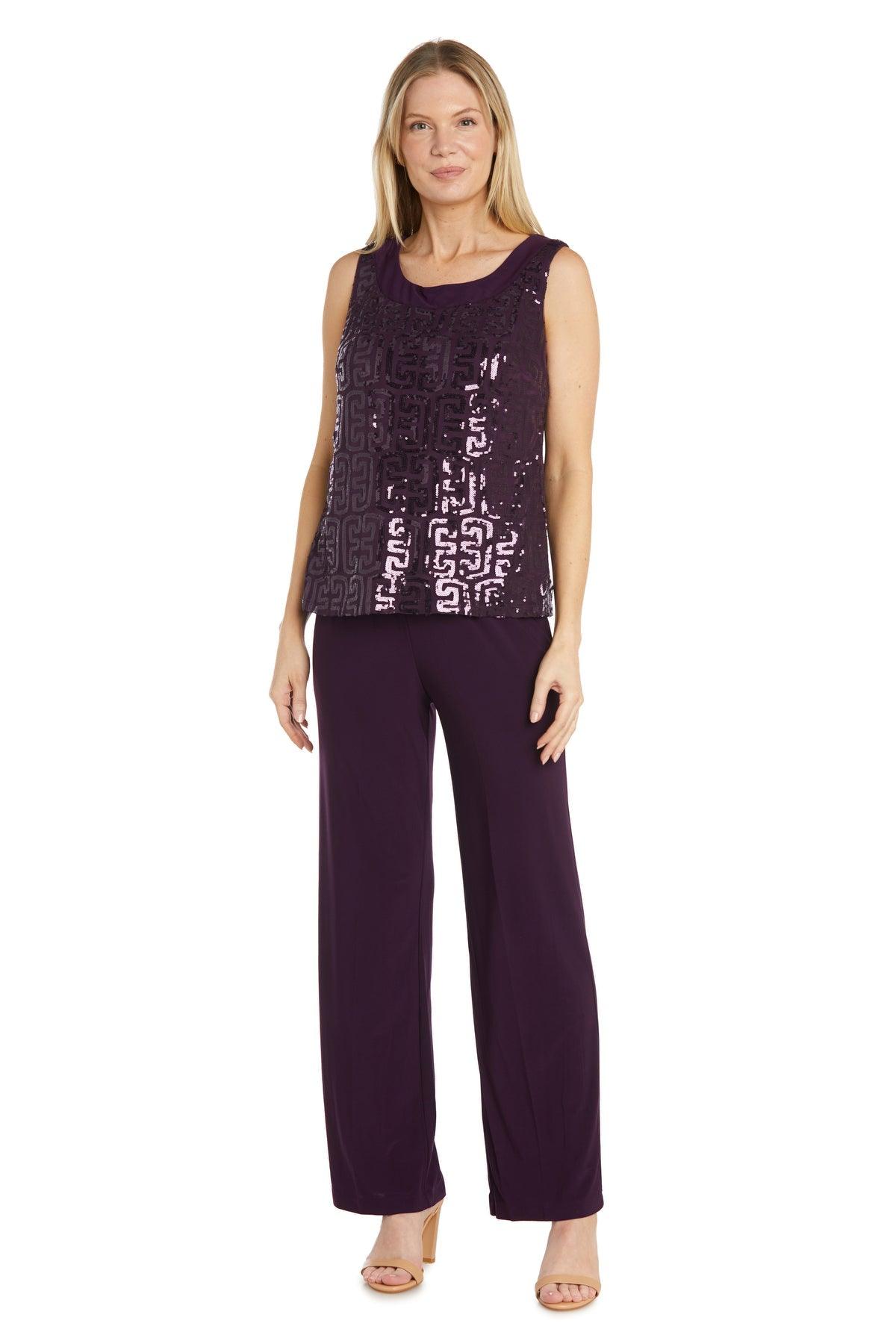 Eggplant R&M Richards RM9761W Sequined Formal Pantsuit for $39.0 – The ...