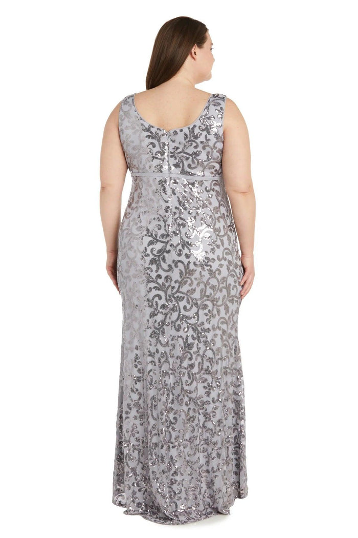 Mother of the Bride Dresses Plus Size Long Formal Jacket Dress Silver