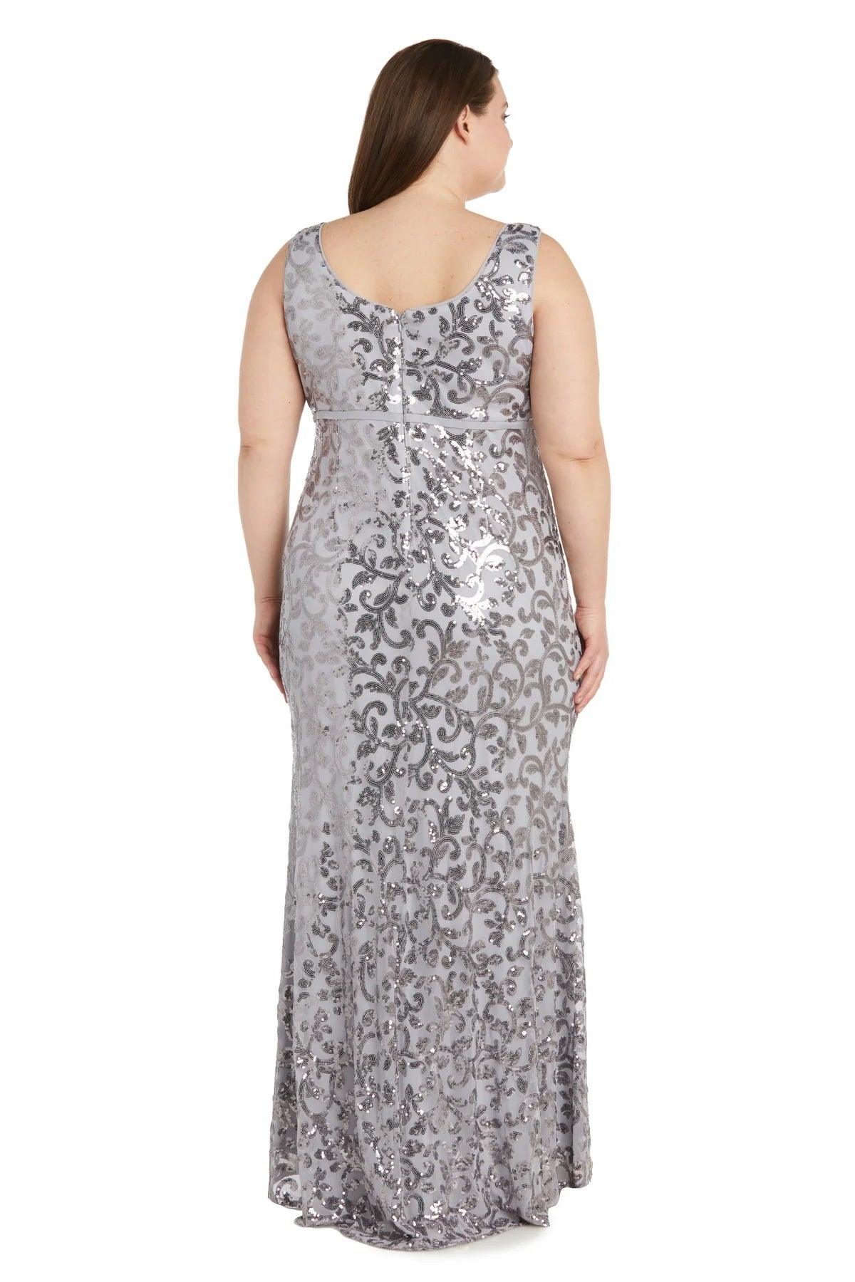 Mother of the Bride Dresses Plus Size Long Formal Jacket Dress Silver