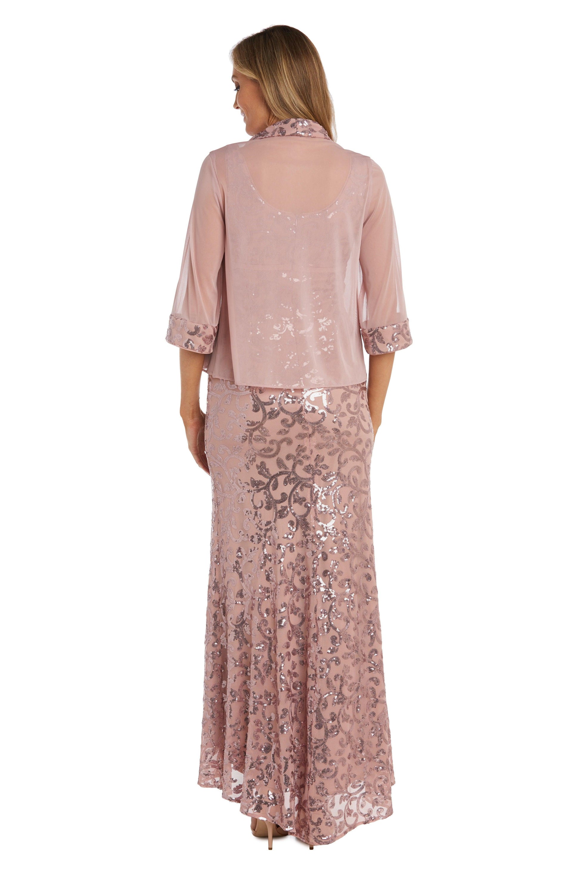 R&M Richards 9965 Long Formal Floral Jacket Dress