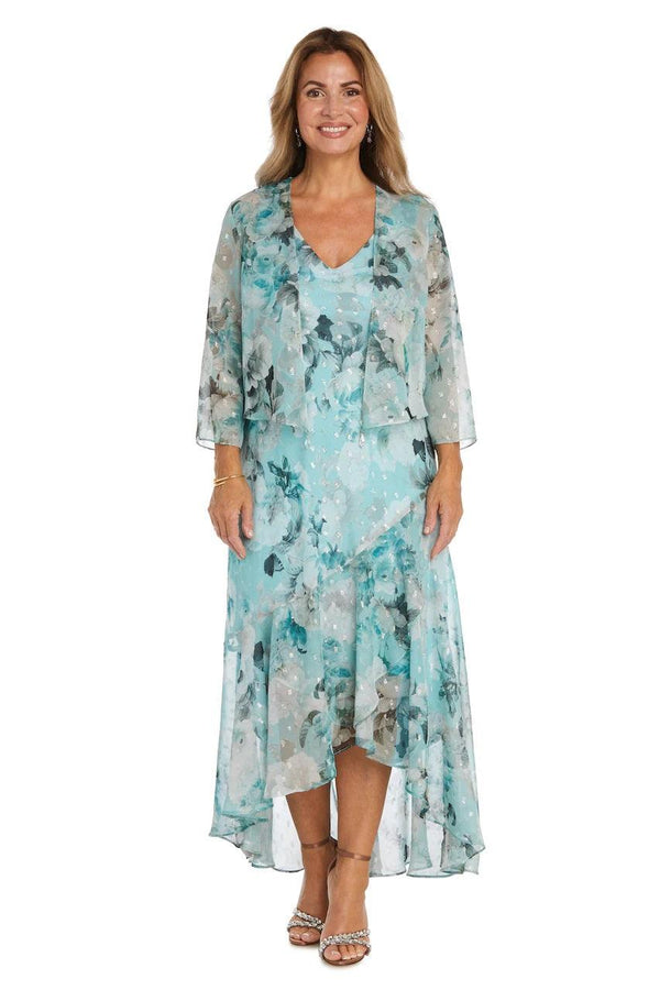 Floral Jacket Dress High Low R&M Richards 9966