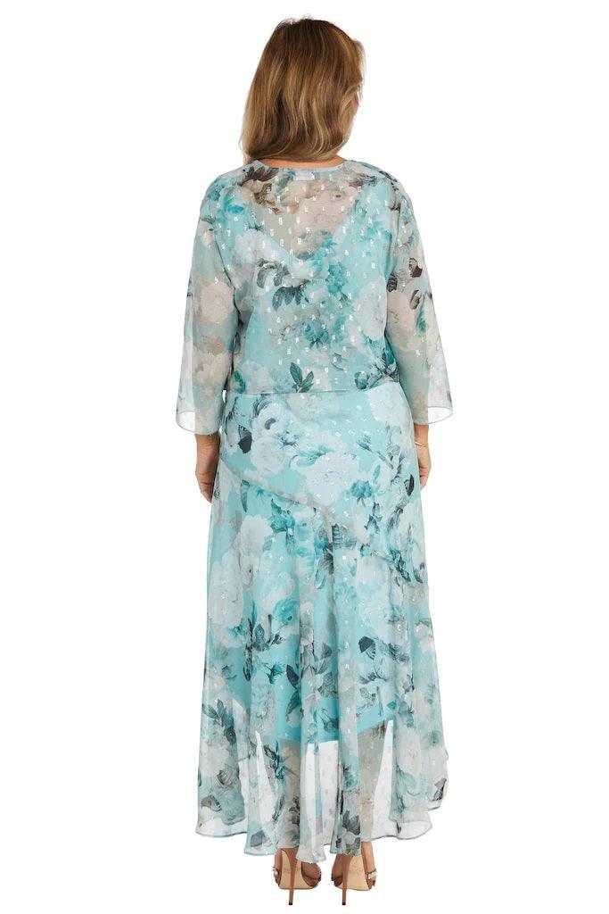 Mother of the Bride Dresses High Low Floral Petite Jacket Dress Aqua