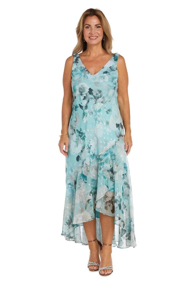 Mother of the Bride Dresses High Low Floral Petite Jacket Dress Aqua