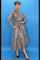 Cocktail Dresses Long Sleeve Printed Wrap Belt Midi Dress Multi