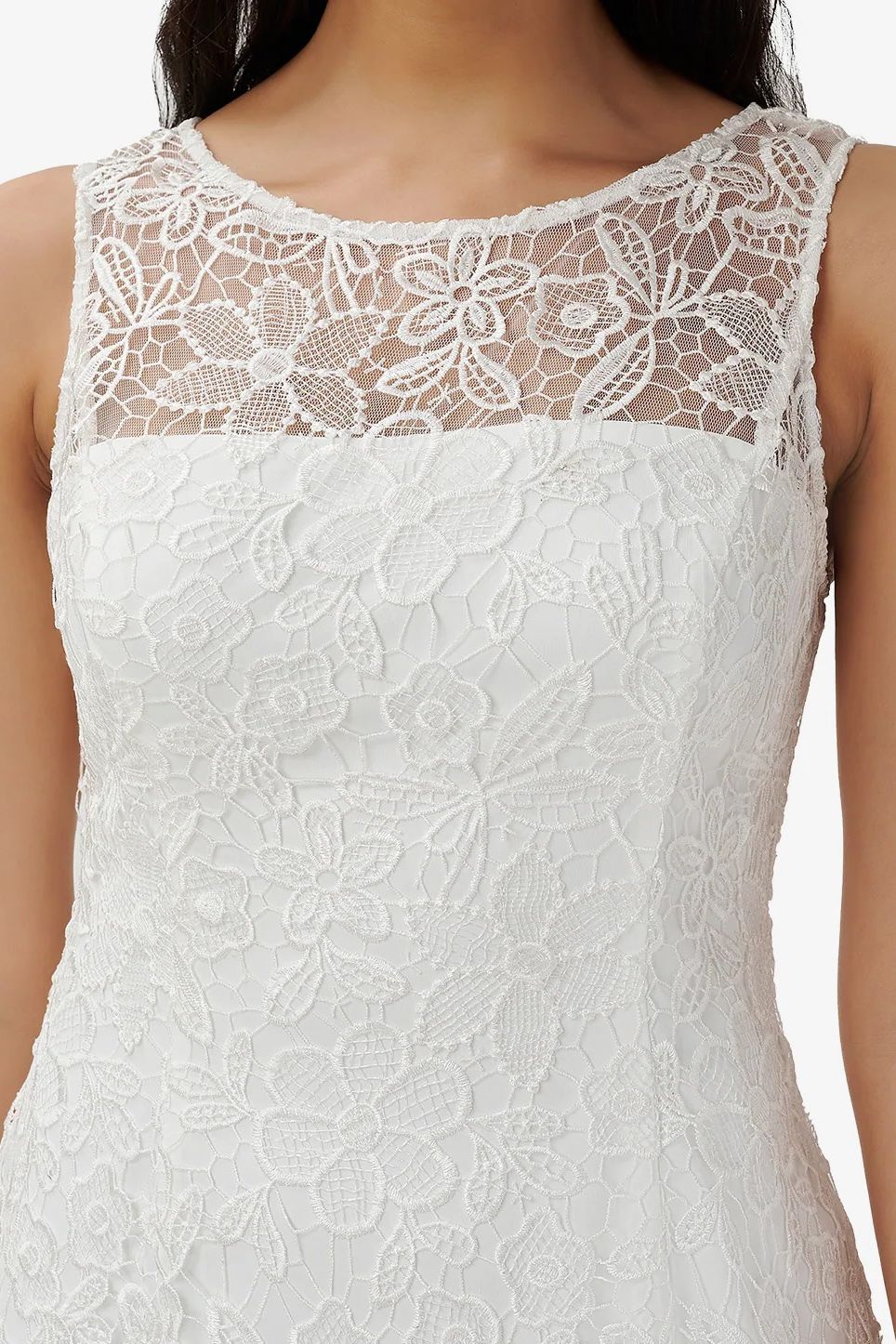 Cocktail Dresses Short Sleeveless Lace Cocktail Dress IVORY