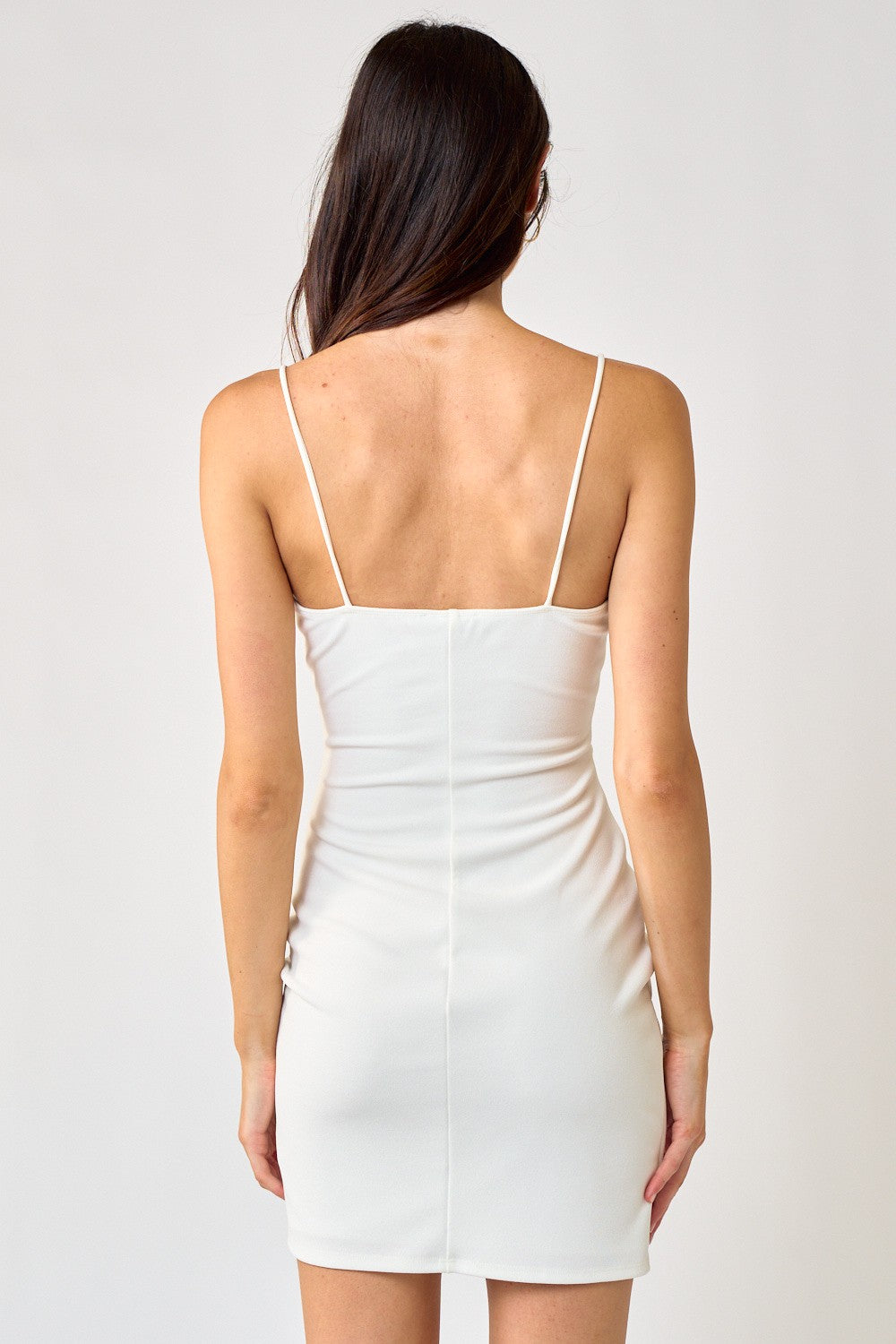 Short Spaghetti Strap Front Cutout Bodycon Mini Dress