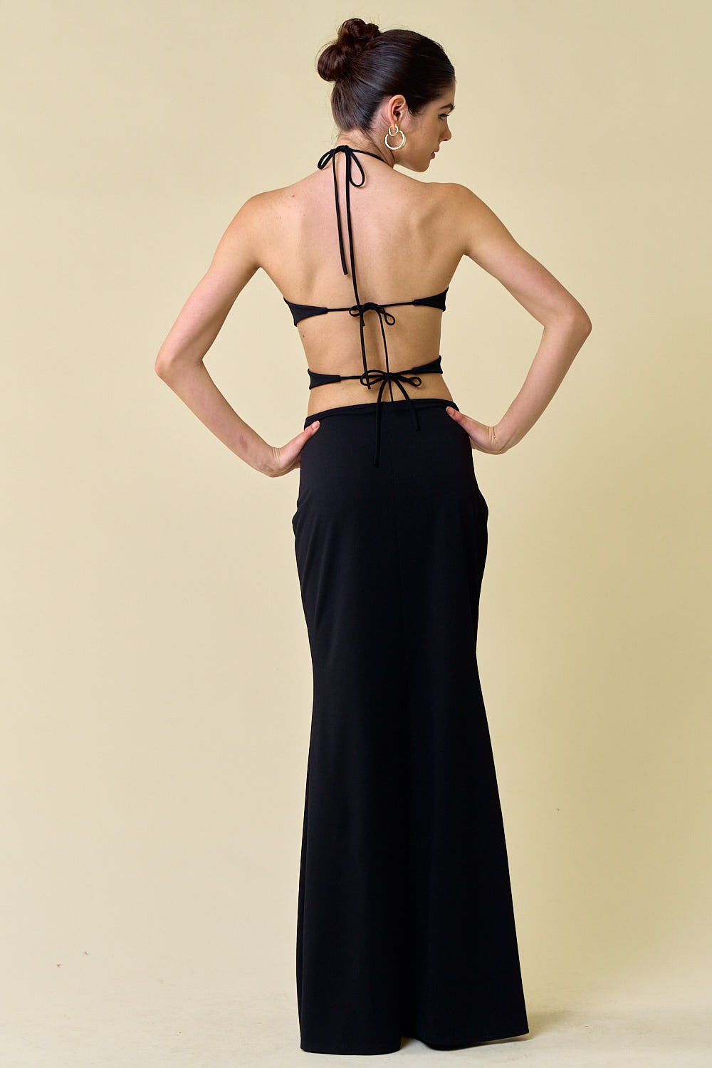 Black Long Halter Neck Cutout Maxi Dress for $49.99  The Dress Outlet