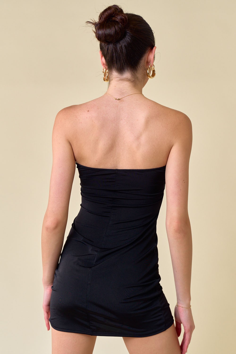 Short Strapless Satin Bodycon Graduation Dress