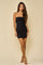 Cocktail Dresses Short Strapless Organza Ribbon Back Tie Bodycon Dress Black