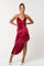 Cocktail Dresses High Low Spaghetti Strap Ruffled Velvet Dress Red