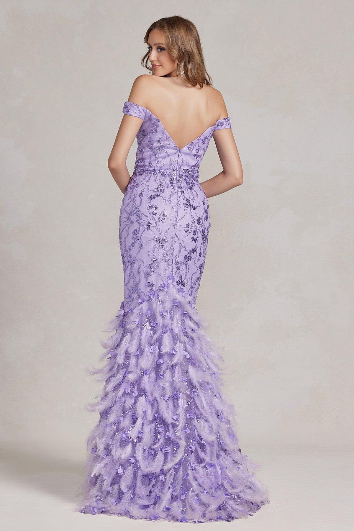 Nox Anabel C1106 Long Off Shoulder Fitted Prom Gown