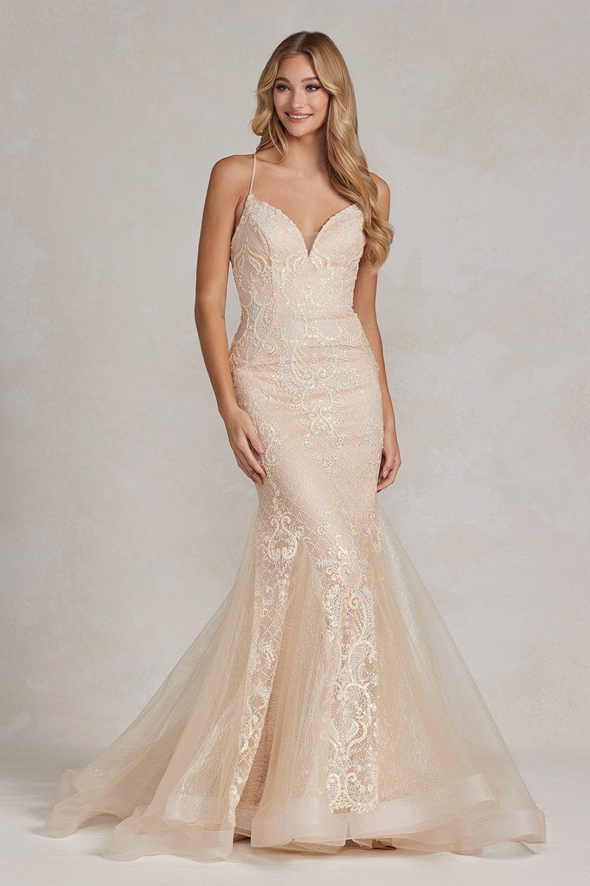 Nox Anabel C1108 Long Spaghetti Strap Mermaid Prom Gown