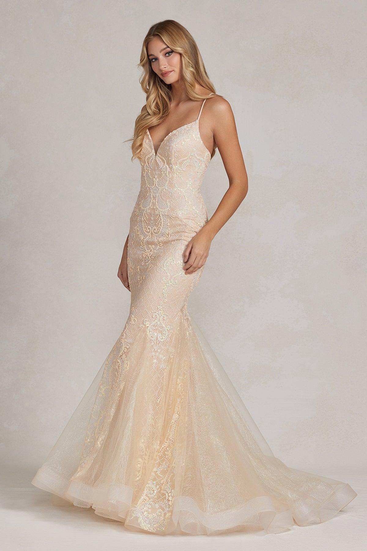Nox Anabel C1108 Long Spaghetti Strap Mermaid Prom Gown