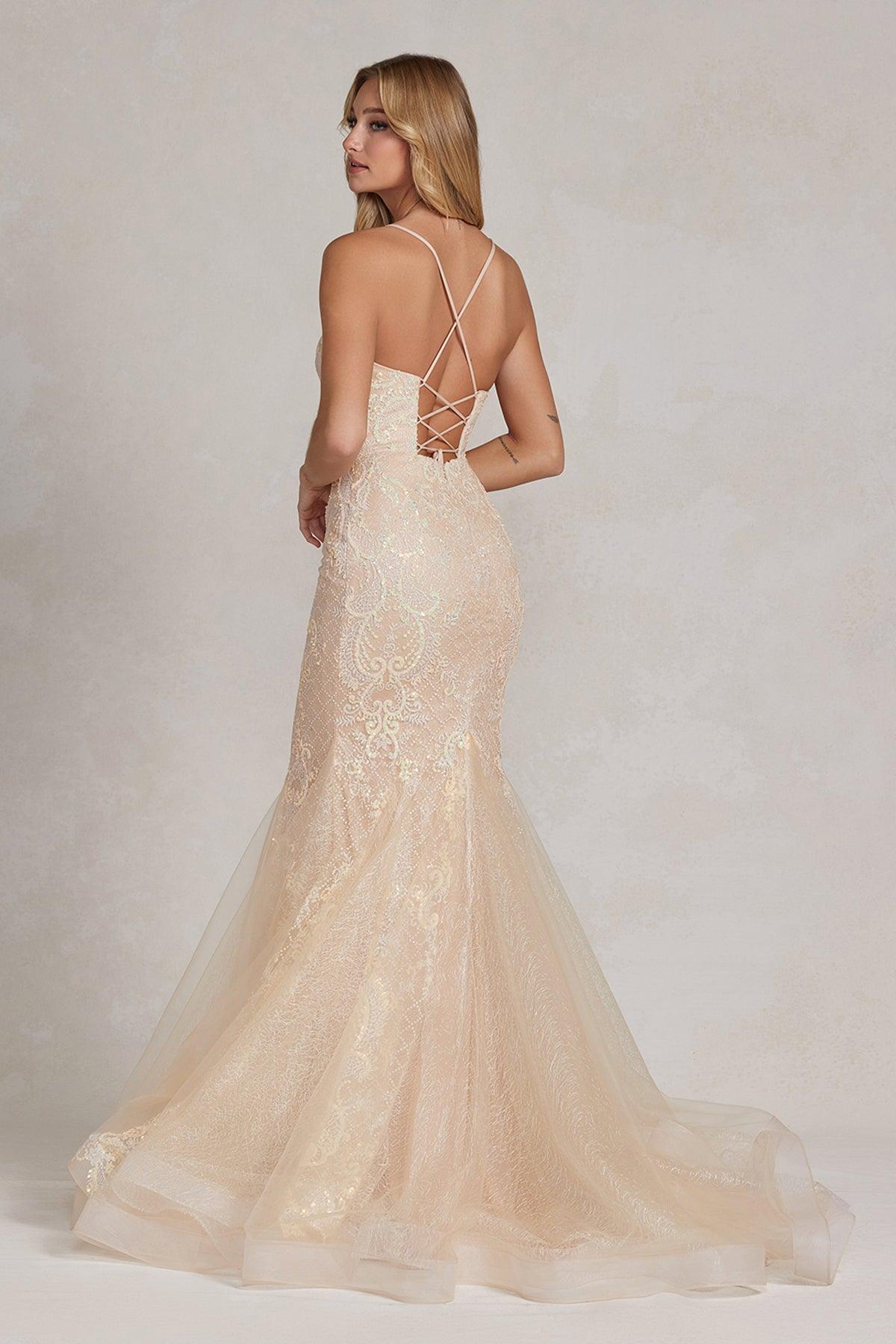 Nox Anabel C1108 Long Spaghetti Strap Mermaid Prom Gown