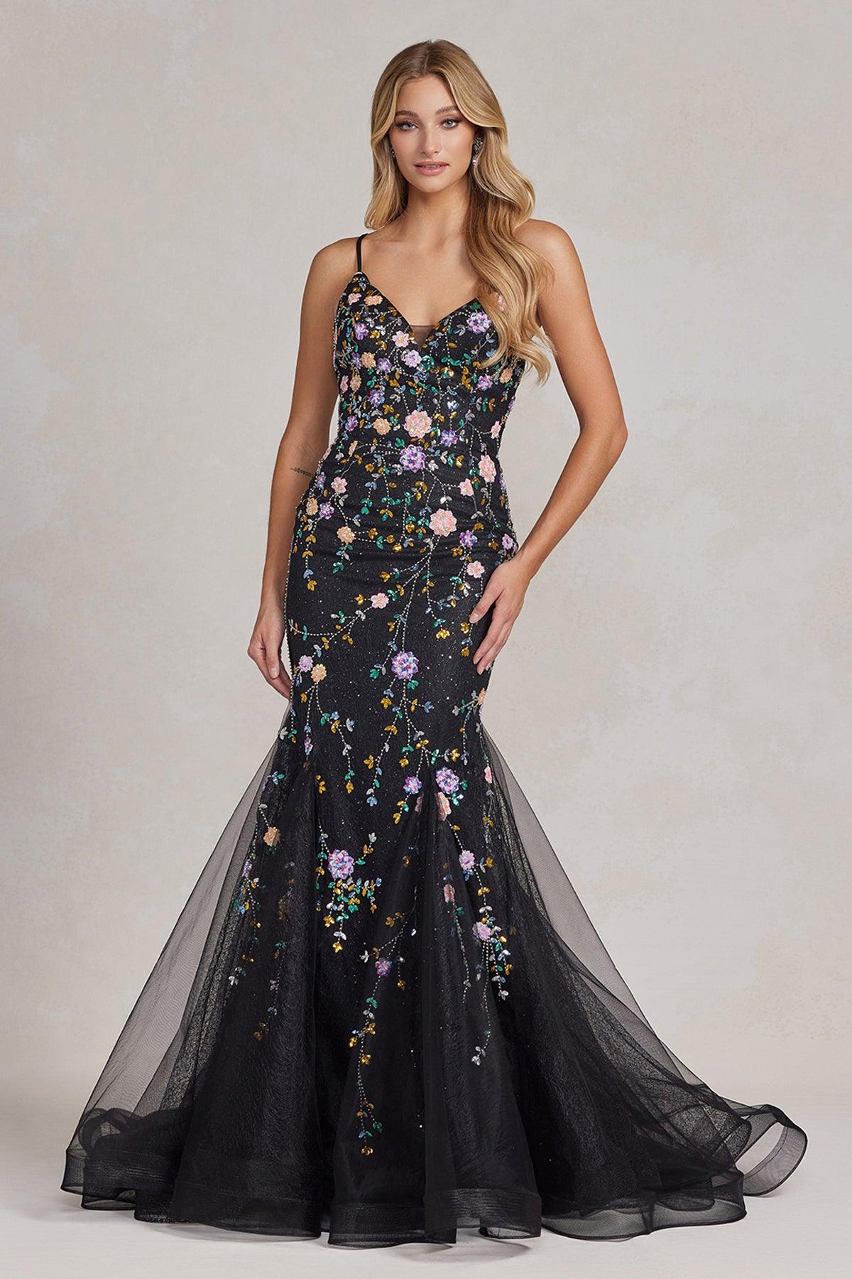 Nox Anabel C1117 Long Spaghetti Strap Prom Trumpet Gown