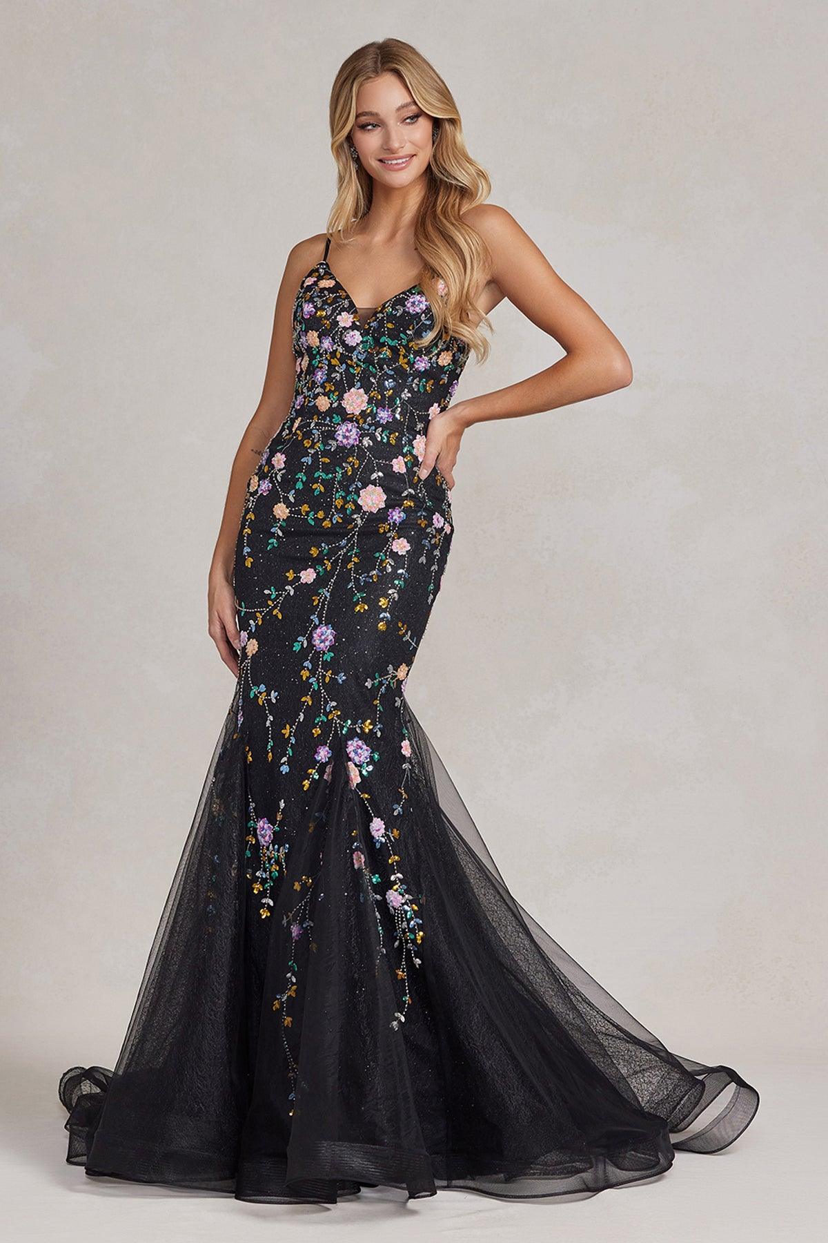 Nox Anabel C1117 Long Spaghetti Strap Prom Trumpet Gown