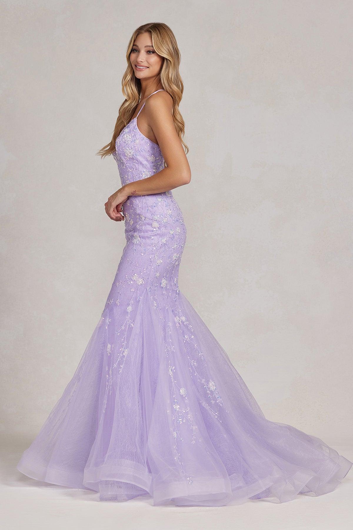 Nox Anabel C1117 Long Spaghetti Strap Prom Trumpet Gown