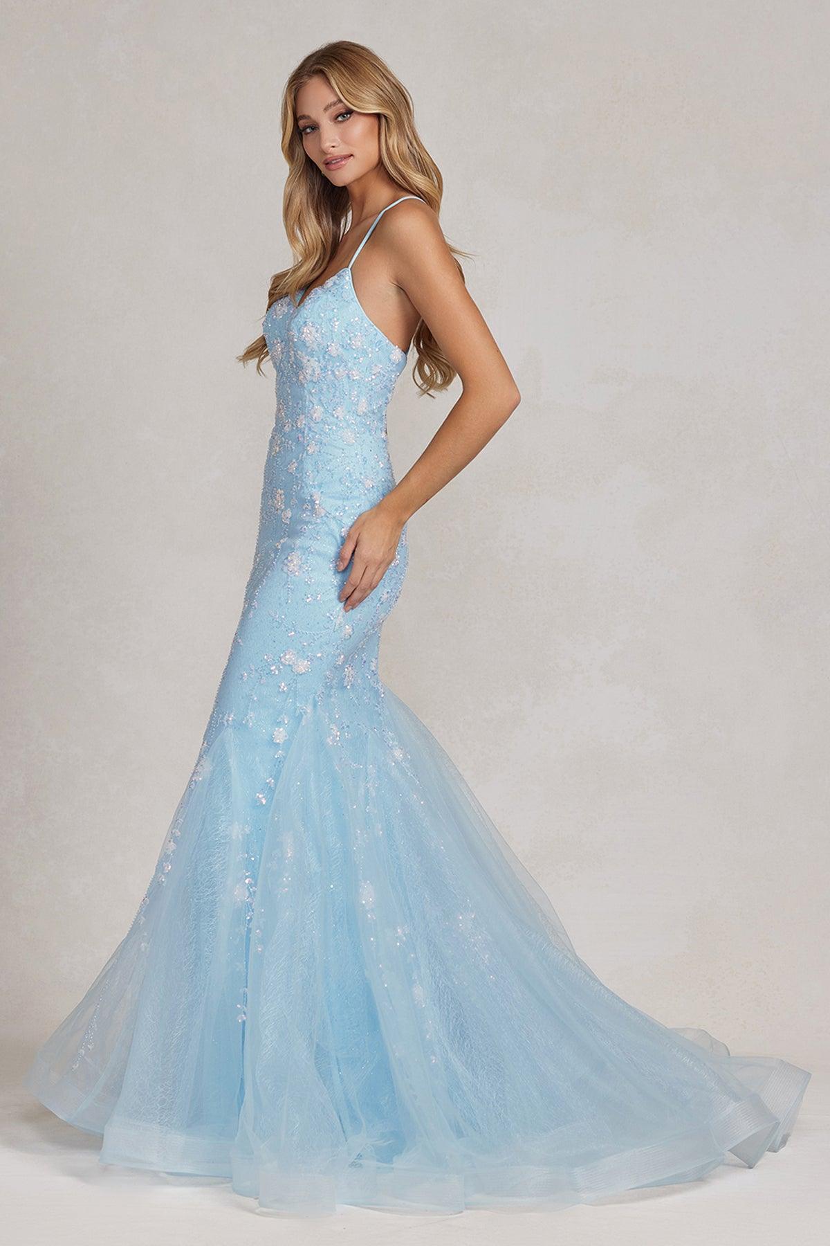 Nox Anabel C1117 Long Spaghetti Strap Prom Trumpet Gown