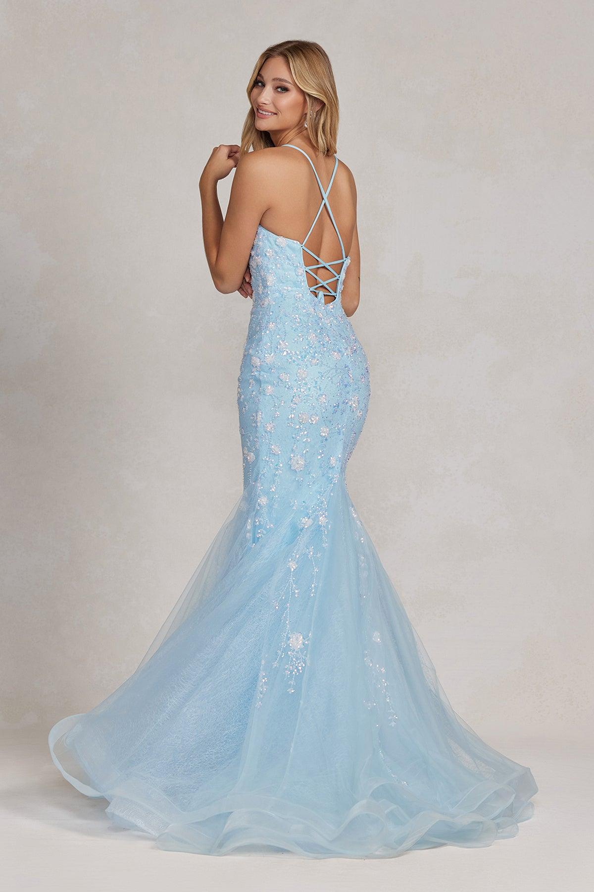 Nox Anabel C1117 Long Spaghetti Strap Prom Trumpet Gown