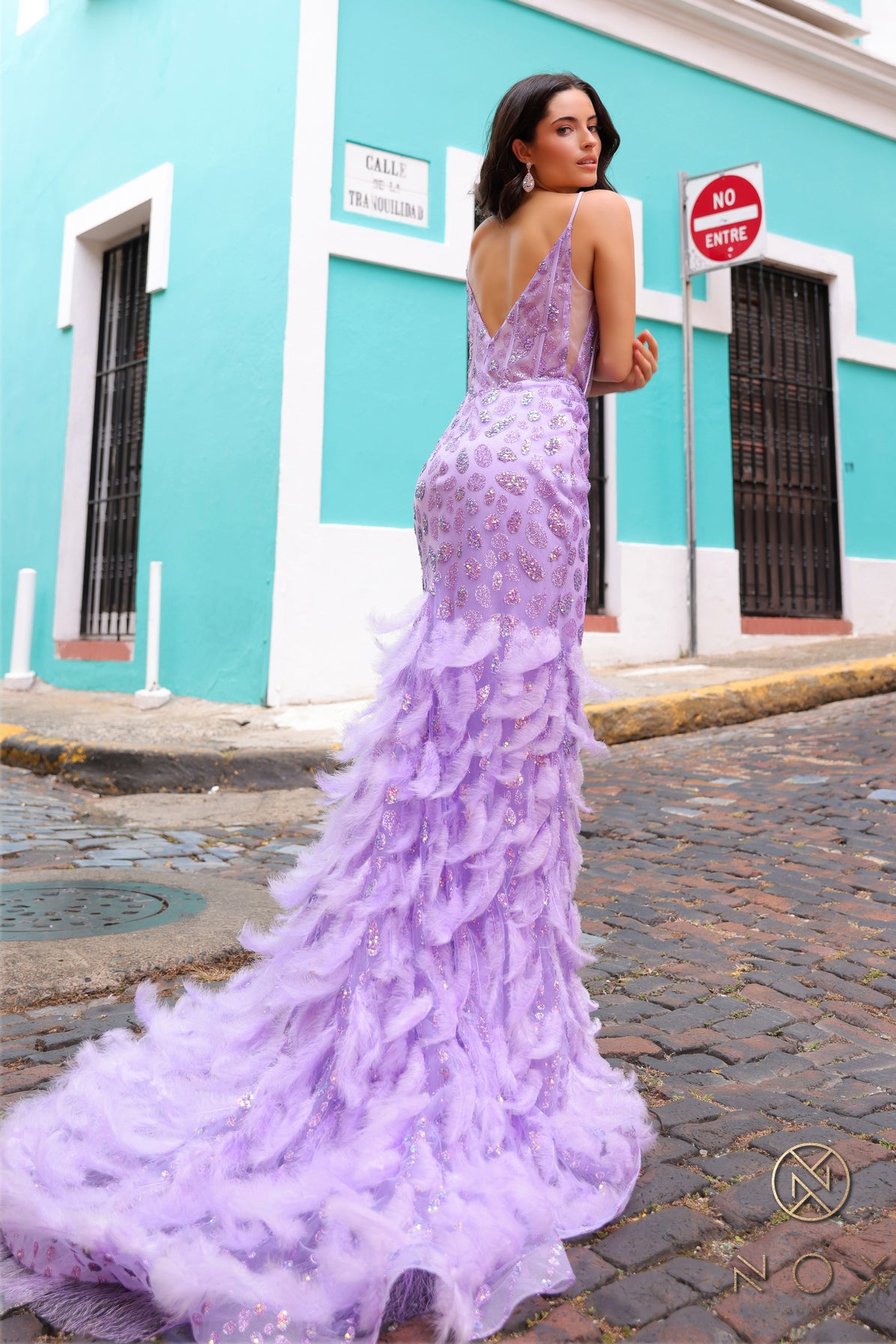 Gorgeous Lavender Prom Dress with Long Sleeves and Sequins