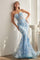 Prom Dresses Strapless Long Fitted Evening Gown Blue