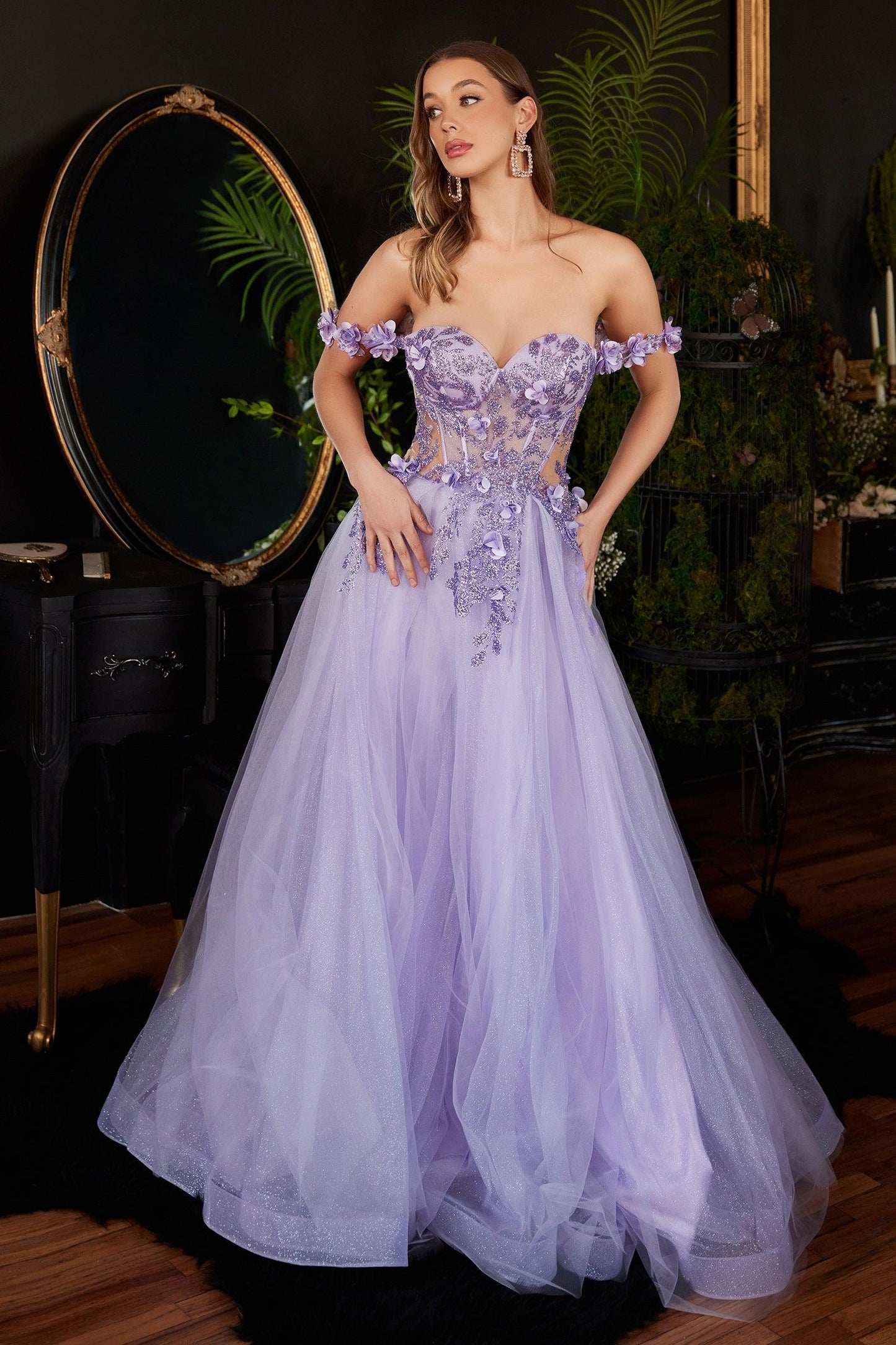 Formal Dresses Off Shoulder Ball Gown Lavender