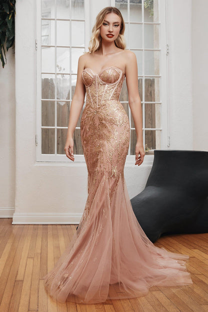 Formal Dresses Strapless Formal Dress Rose Gold