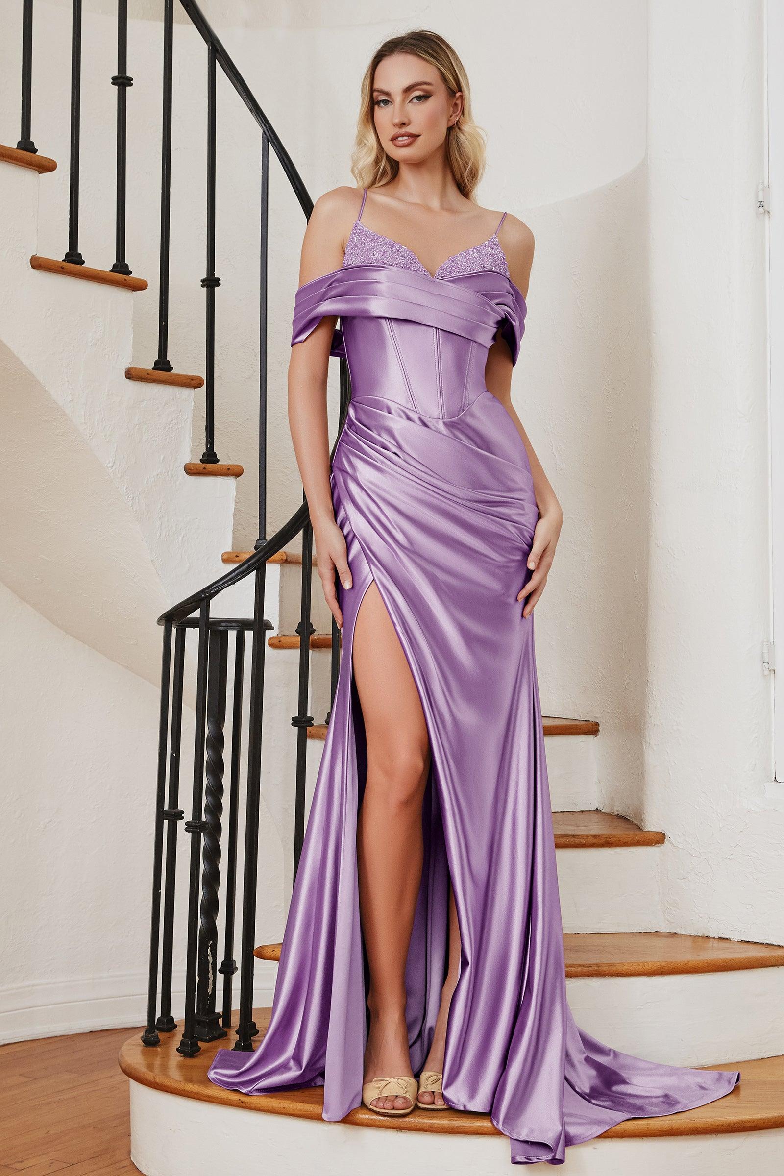 Prom Dresses Plus Size Long Fitted Evening Gown Lilac