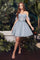 Short Off Shoulder Homecoming Dress   SMOKY BLUE