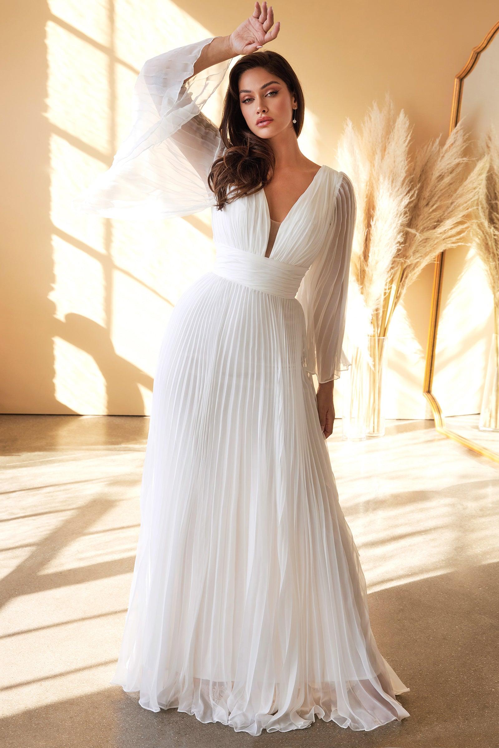 Casual Boho Wedding Dress with Flutter Sleeves