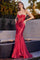 Cinderella Divine CD294 Strapless Long Fitted Prom Gown Red