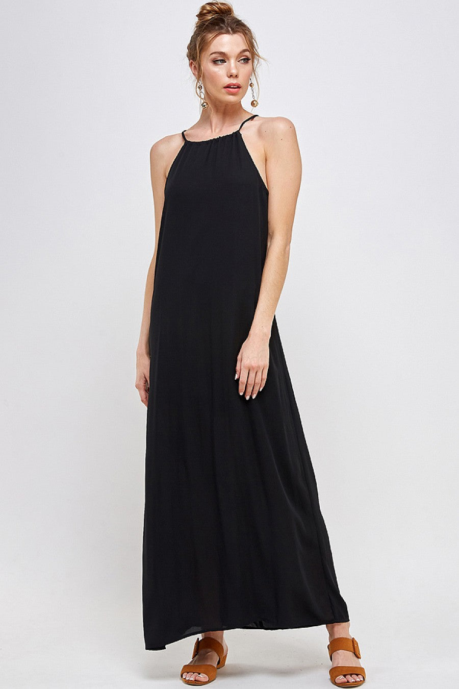 Formal Dresses Long Halter Neck Dress Black 