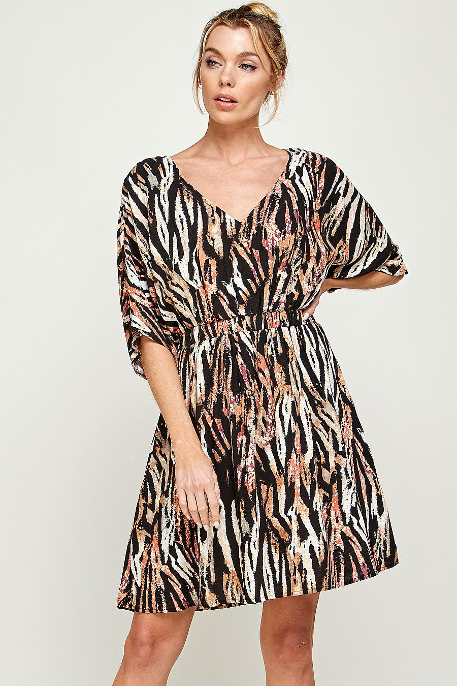 Short Zebra Print Pocket Dress