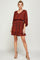 Cocktail Dresses Short V Neck Printed Ruffled Dress Cognac